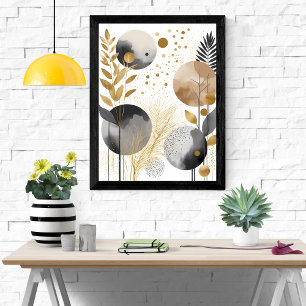 Poster Art Abstrait doré, minimaliste moderne