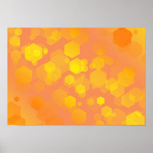 Poster Art abstrait en hexagone - Tons jaunes et orange