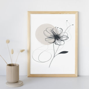 Poster Art Abstrait floral minimaliste d'encre