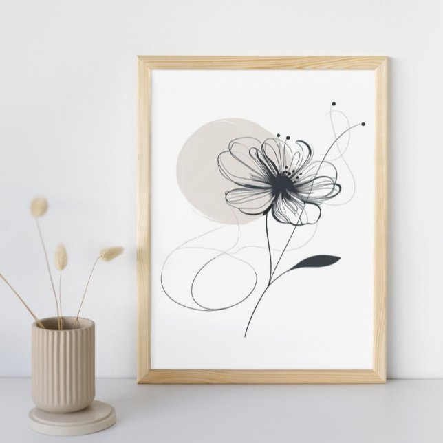 Poster Art Abstrait floral minimaliste d'encre (Créateur téléchargé)