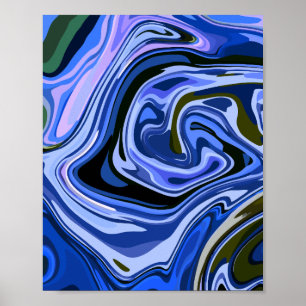 Poster Art abstrait fluide et calme avec des tons froids