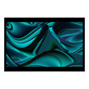 Poster Art Abstrait Futuriste 3D Arc-en-Ciel Métallique