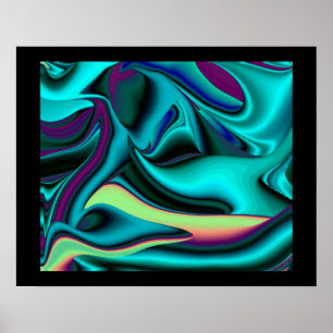 Poster Art Abstrait Futuriste 3D Arc-en-ciel Métallique