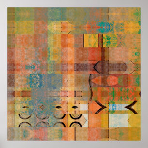 Poster art abstrait géométrique bandes horizontales motif
