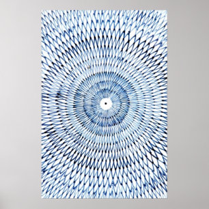 Poster Art Abstrait géométrique bleu
