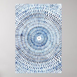 Poster Art Abstrait géométrique bleu
