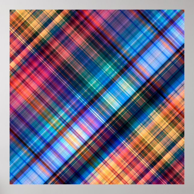 Poster art abstrait géométrique diagonale motif arc-en-ci (Devant)