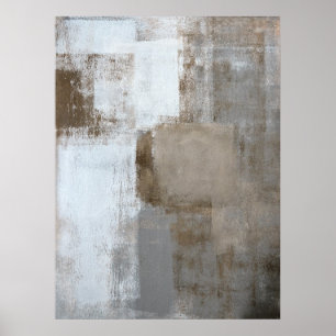 Poster Art Abstrait gris et beige "calme et neutre"