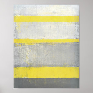 Poster Art Abstrait gris et jaune