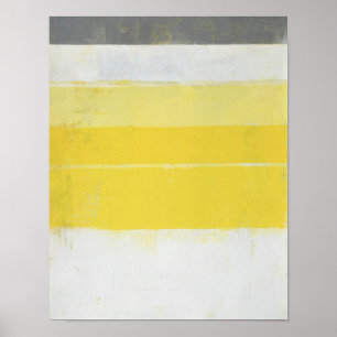Poster Art abstrait gris et jaune "citrique"