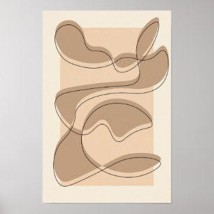 Poster Art abstrait minimaliste beige/ligne