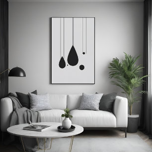 Poster Art Abstrait minimaliste noir et blanc