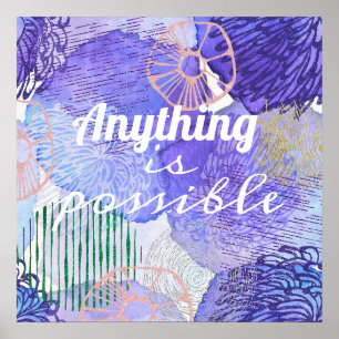 Poster Art abstrait moderne bleu et violet