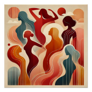 Poster Art Abstrait Moderne Célébrant l'A Empowerment Fém