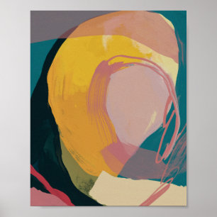 Poster Art Abstrait moderne coloré - Bleu rose jaune