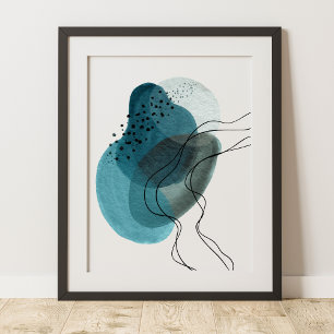 Poster Art abstrait moderne contemporain vert noir