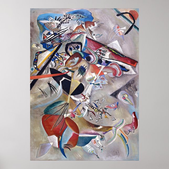 Poster Art Abstrait moderne en Gris Kandinsky (Devant)