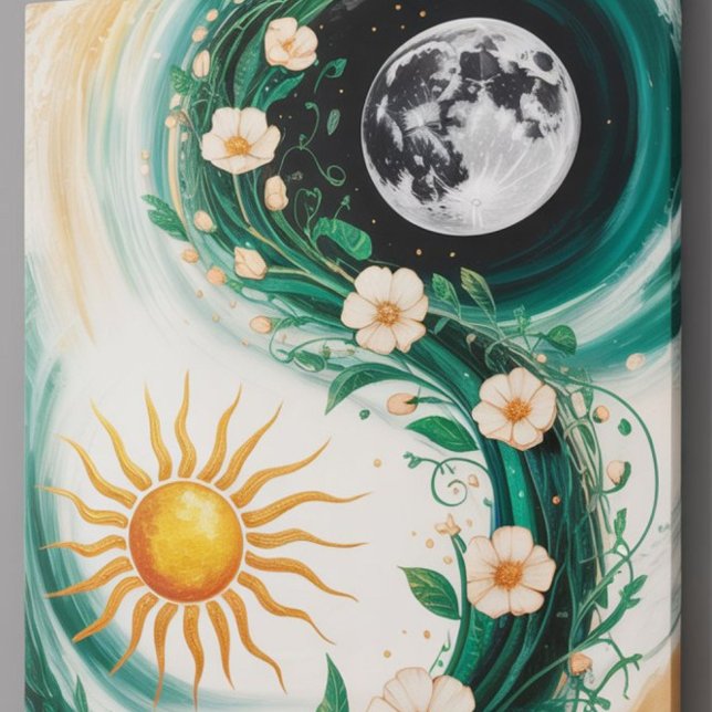 Poster Art Abstrait moderne : Gentle Pastels & Japandi Vi (Experience the captivating harmony of day and night with this abstract canvas wall art. )