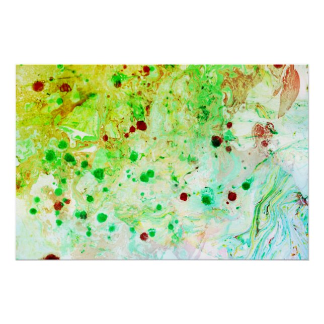 Poster Art Abstrait moderne Jaune Bleu Vert tendance (Devant)