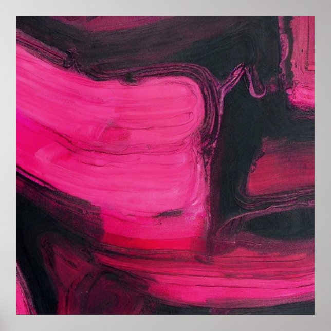Poster Art Abstrait noir et rose (Devant)