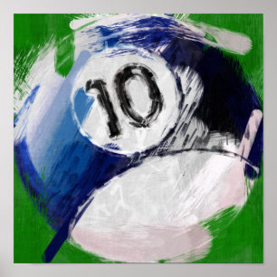 Poster Art Abstrait Numéro 10 Billard Ball