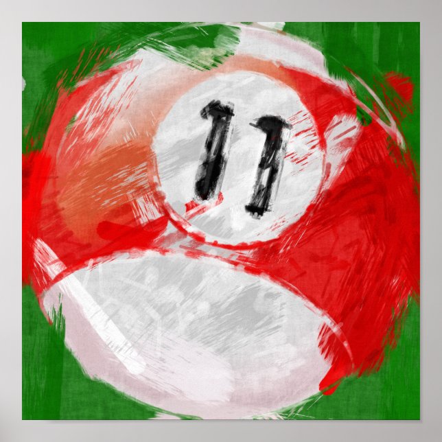 Poster Art Abstrait Numéro 11 Billard Ball (Devant)