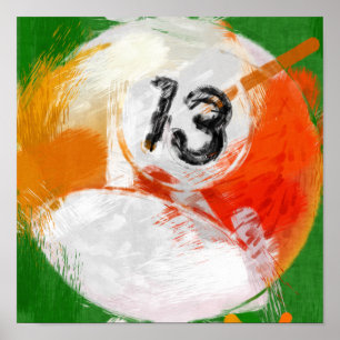 Poster Art Abstrait Numéro 13 Billard Ball