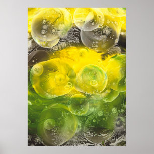 Poster Art abstrait peint à la main jaune et vert