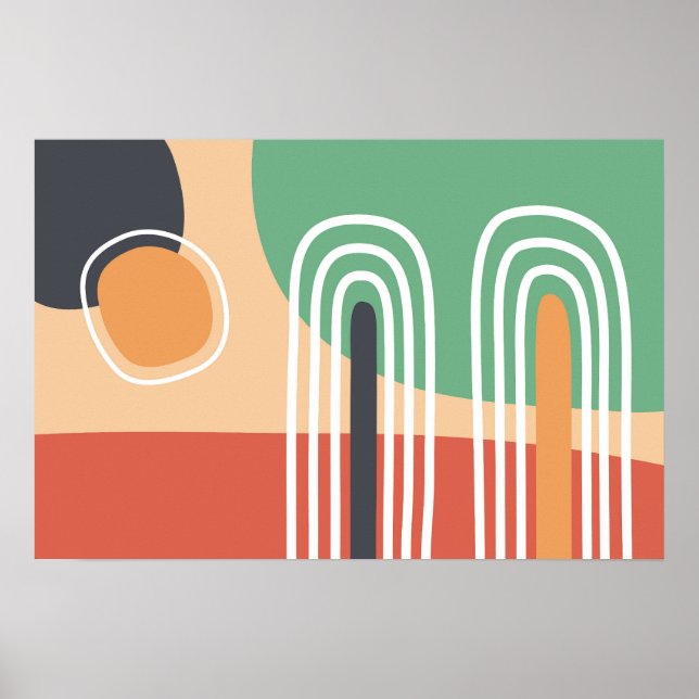 Poster Art abstrait rétro bohème (Devant)