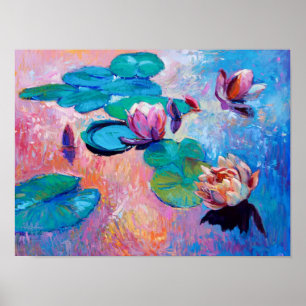 Poster Art Abstrait rose coloré Imprimer