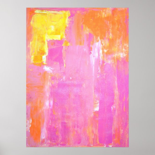 Poster Art Abstrait rose et orange 'Cornered' (Devant)