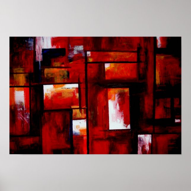 Poster Art Abstrait Rouge Original Créatif Moderne (Devant)