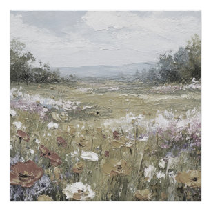 Poster Art abstrait vintage de paysage de ferme de style 