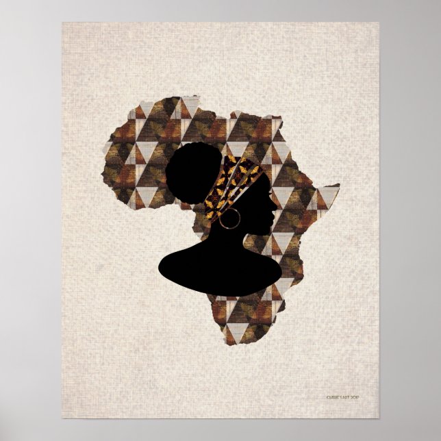 Poster Art africain | Afrique et femme au foulard (Devant)