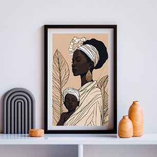 Poster Art afrocentrique de la mère royale et de l'enfant