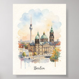 Poster art aquarelle de Berlin