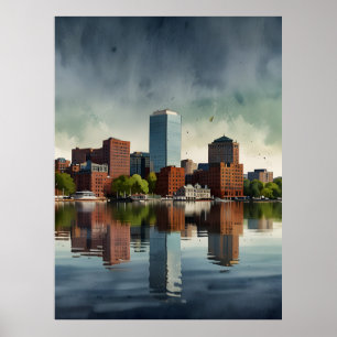 Poster art aquarelle de Boston