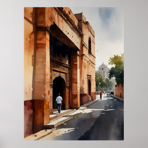 Poster art aquarelle de Delhi