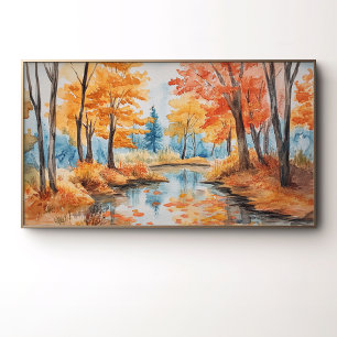 Poster Art aquarelle de forêt automnale