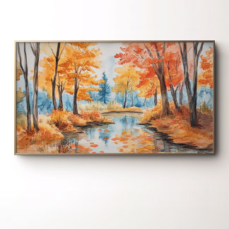 Poster Art aquarelle de forêt automnale