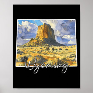 Poster art aquarelle de paysage du Wyoming pour les amour