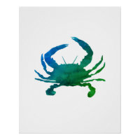 Art aquarelle nautique du crabe bleu