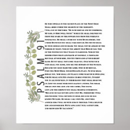 Poster Art biblique de verdure d'eucalyptus Psaume 91 Écr