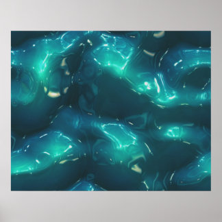 Poster Art Biologique Moulage Plastique Vagues Douce Bleu