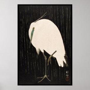 Poster Art blanc de grue d'ukiyo-e japonais vintage