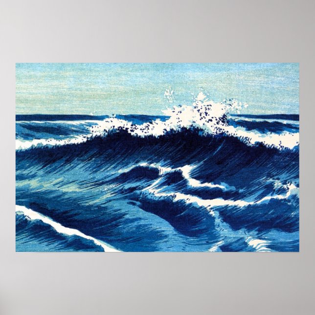 Poster Art Blue Ocean Waves (Devant)
