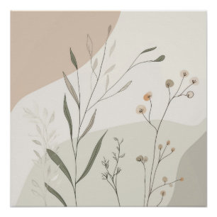 Poster Art botanique abstrait pour murs – Nature morte mi