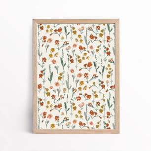 Poster Art botanique de fleurs sauvages bohèmes rétro