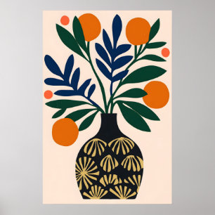 Poster Art botanique minimaliste - Abstrait Orange et