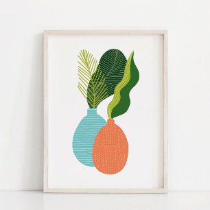 Poster Art botanique minimaliste boho de plantes en pot